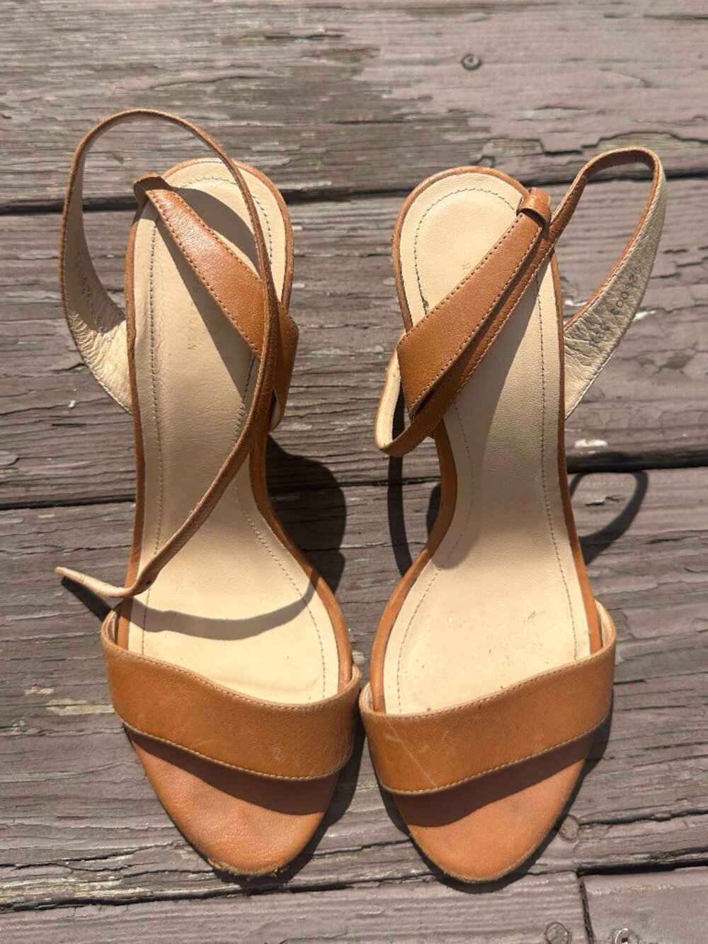 Polo by Ralph Lauren Tan Leather Ankle-Strap Stiletto